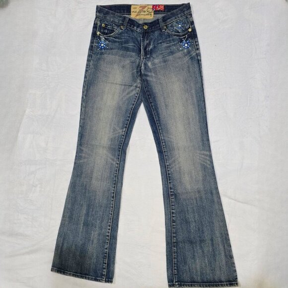 7 For All Mankind ✦ Flare Jeans ✦ “Great Wall of China” Rhinestone Collector 29 - Picture 4 of 13